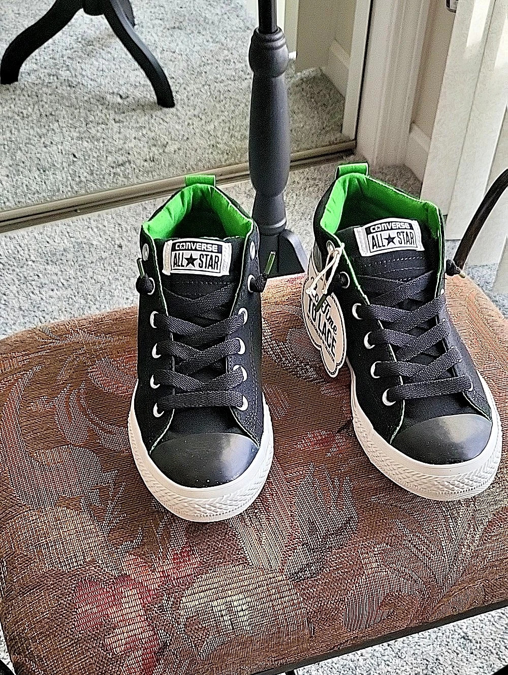 Converse Chuck Taylor All Star No Time To Lace High Top Sneakers Black & Green